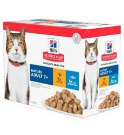 Hill's Science Plan Adult 7+ Multipack Met Kip & Zeevis - 4 X 12 X 85 Gram
