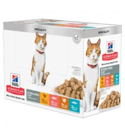 Hill's SP Adult Sterilised Cat Multipack Kip / Zalm / Kalkoen / Forel - 4 X 12 X 85 Gram